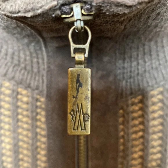 Men’s Moncler Italian Brown zipper front sweater with leather accents Size Large - Picture 4 of 9